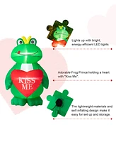 Glitzhome 6' H Lighted Valentine's Inflatable Frog with Heart Decor