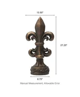 Glitzhome 27.25" H Magnesium Oxide Standing Fleur De Lis Garden Statue