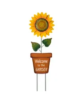 Glitzhome 36'' H Metal "Welcome to the Garden" Sunflower Yardstake