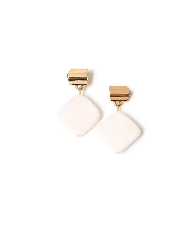 Vue By Sek Layered Dome + White Jade Earrings