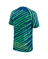 Men's Nike Blue, Green Brazil National Team 2022/23 Pre-Match Top