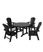 WestinTrends 5 Piece Outdoor Patio Dining Round Table and Shell Back Armchair Set