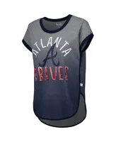 Women's Touch Gray, Navy Atlanta Braves Home Run Tri-Blend Sleeveless T-shirt