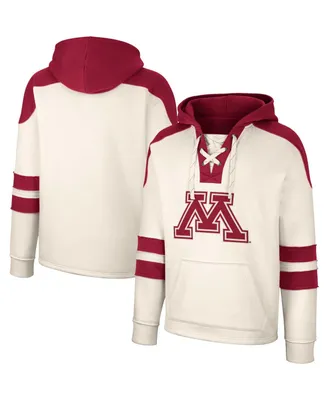 Men's Colosseum Cream Minnesota Golden Gophers Lace-Up 4.0 Vintage-Like Pullover Hoodie