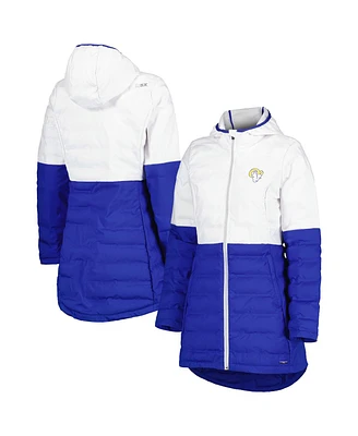 Women's Msx by Michael Strahan White, Royal Los Angeles Rams Willow Quilted Hoodie Full-Zip Jacket