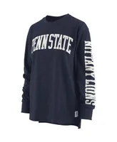 Women's Pressbox Heathered Navy Penn State Nittany Lions Two-Hit Canyon Long Sleeve T-shirt