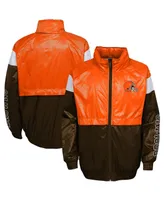 Youth Boys Orange, Brown Cleveland Browns Goal Line Stance Full-Zip Hoodie Windbreaker