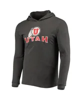 Men's Concepts Sport Red, Charcoal Utah Utes Meter Long Sleeve Hoodie T-shirt and Jogger Pants Sleep Set