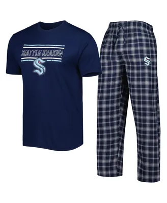 Men's Concepts Sport Navy, Gray Seattle Kraken Badge T-shirt and Pants Sleep Set