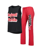 Women's Concepts Sport Heather Red, Black Cincinnati Reds Wordmark Meter Muscle Tank Top and Pants Sleep Set