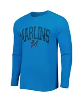 Men's Concepts Sport Blue Miami Marlins Inertia Raglan Long Sleeve Henley T-shirt