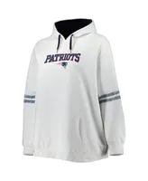 Women's Mac Jones White New England Patriots Plus Name and Number Pullover Hoodie