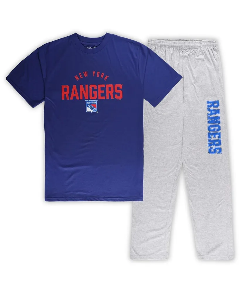 Men's New York Rangers Blue, Heather Gray Big and Tall T-shirt Pants Lounge Set