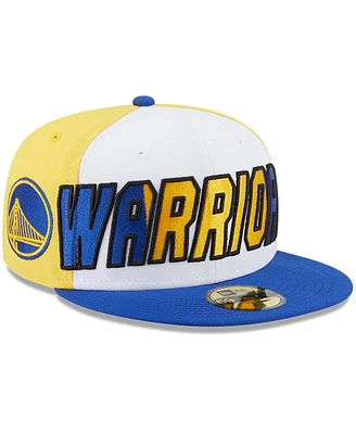 Men's New Era White, Royal Golden State Warriors Back Half 9FIFTY Fitted Hat