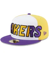 Men's New Era White, Purple Los Angeles Lakers Back Half 9FIFTY Fitted Hat