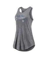 Women's Fanatics Heather Gray New York Yankees Simplicity Swing Racerback Scoop Neck Tank Top