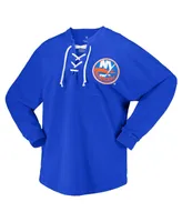 Women's Fanatics Royal New York Islanders Spirit Lace-Up V-Neck Long Sleeve Jersey T-shirt