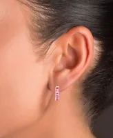 Pink Cubic Zirconia J-Hoop Earrings in 14k Rose Gold Over Sterling Silver