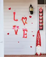 Glitzhome 28" H Valentine's Metal Love Two Function Yard Stake Knock-Down Set, 4 Piece