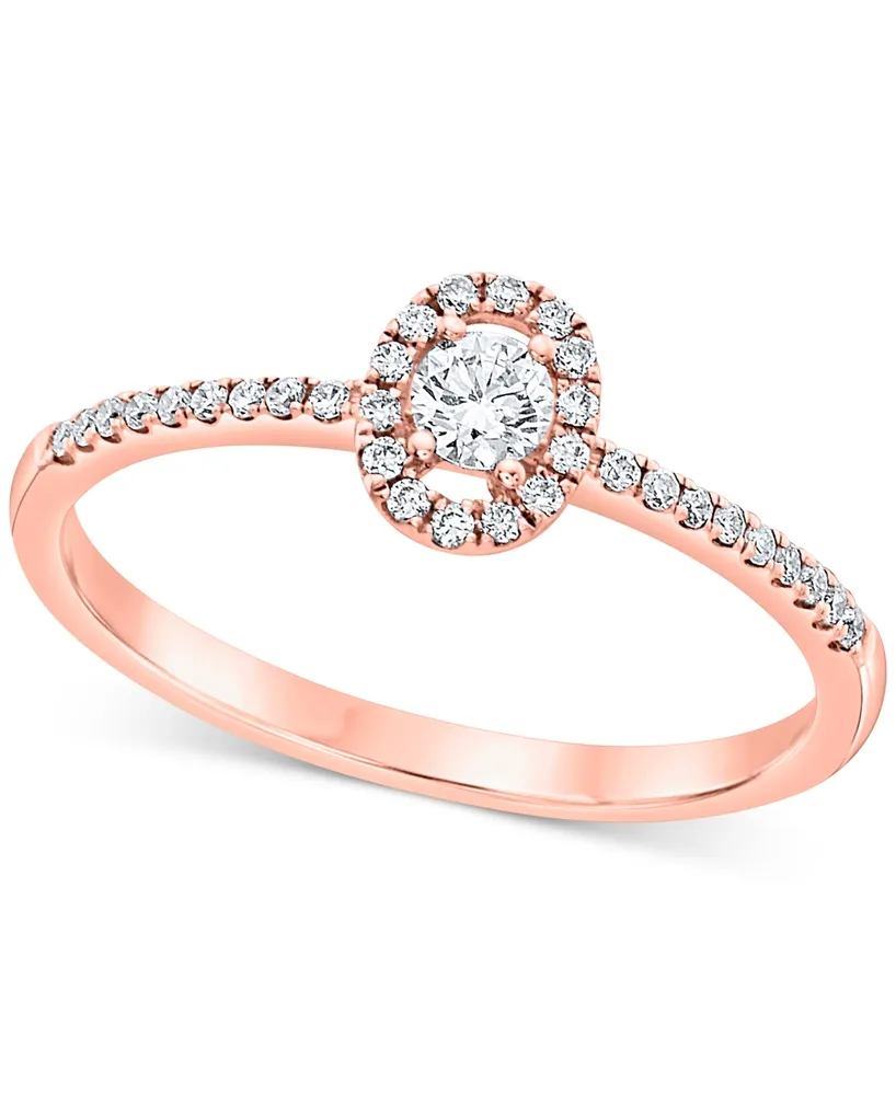 Diamond Halo Engagement Ring (1/4 ct. t.w.) 14k White, Yellow or Rose Gold