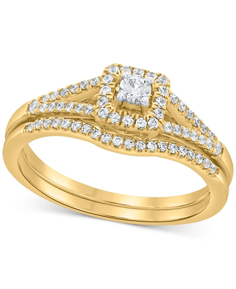 Diamond Halo Bridal Set (1/3 ct. t.w.) in 14k White, Yellow or Rose Gold