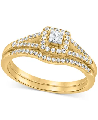 Diamond Halo Bridal Set (1/3 ct. t.w.) in 14k White, Yellow or Rose Gold