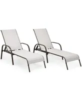 Costway 2PCS Patio Lounge Chair Chaise Adjustable Reclining Armrest