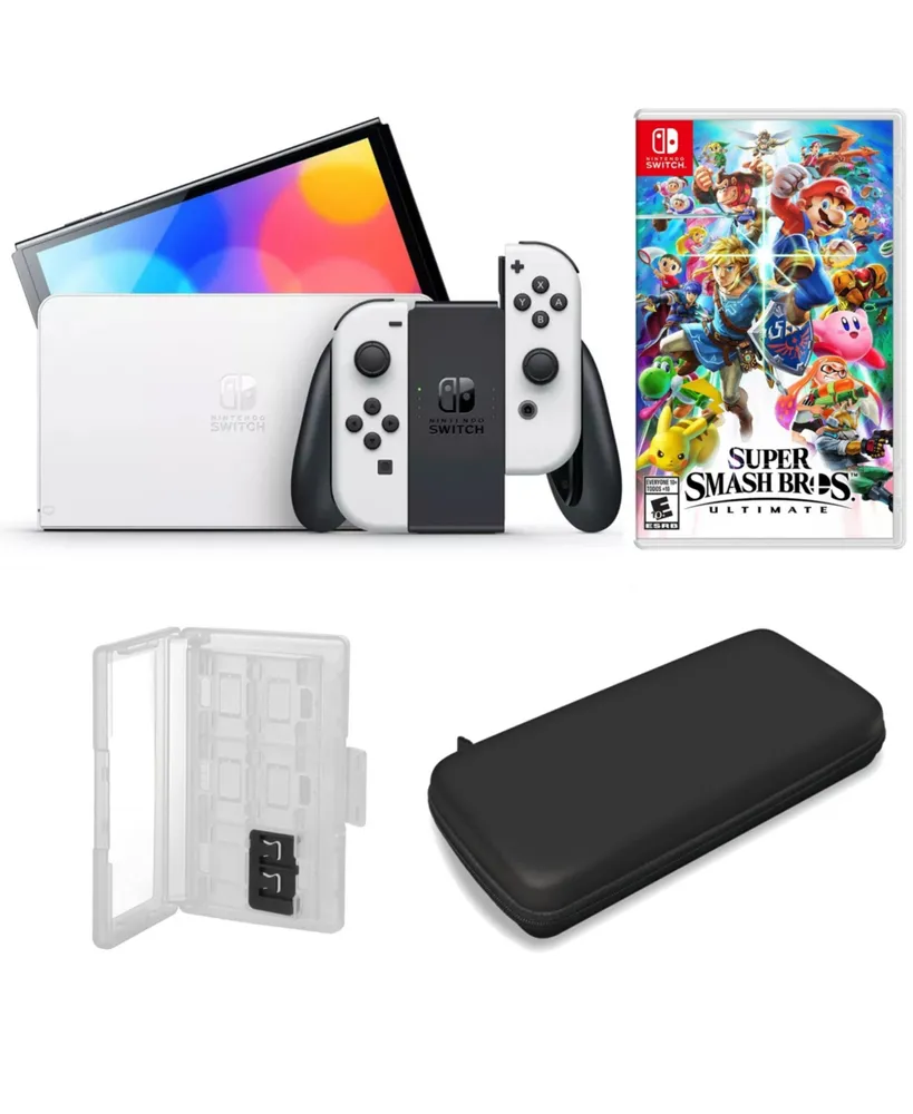 Nintendo Switch Oled in White with Super Smash Bros 3 & Accessories