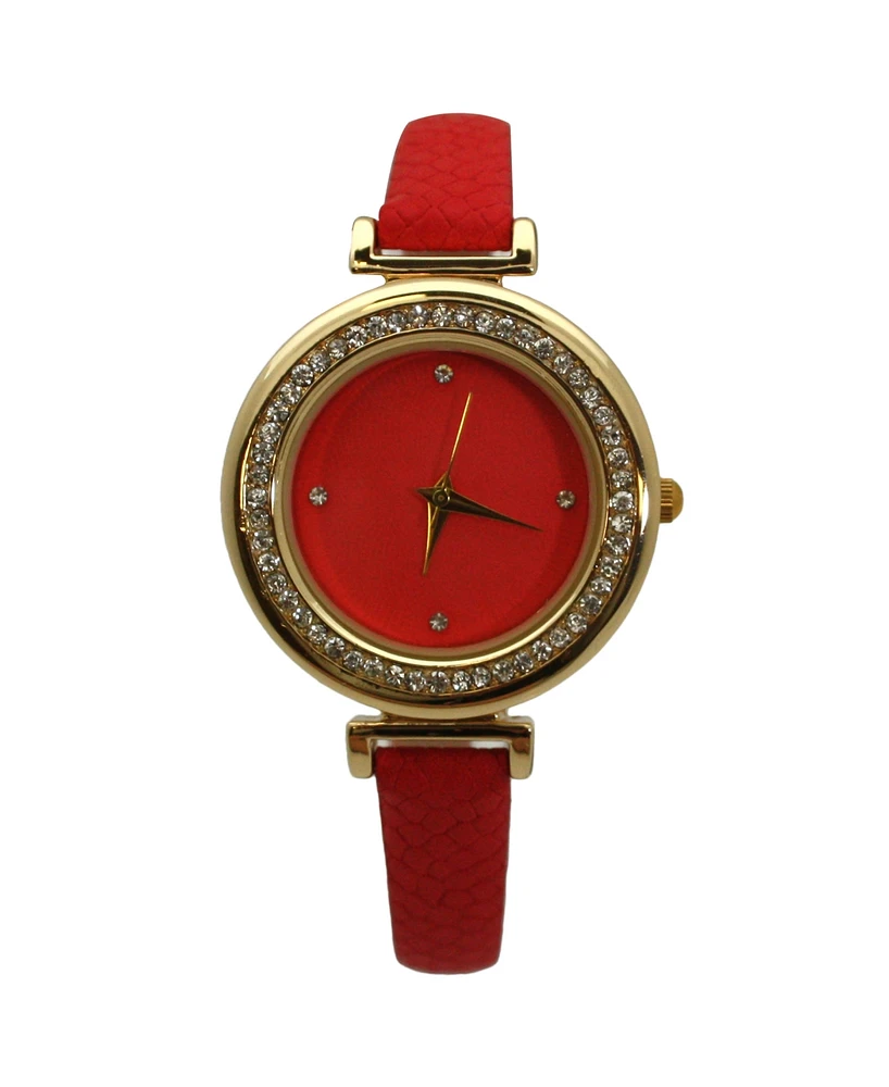 Olivia Pratt Soft Leather Solid Colors and Rhinestones Women Watch