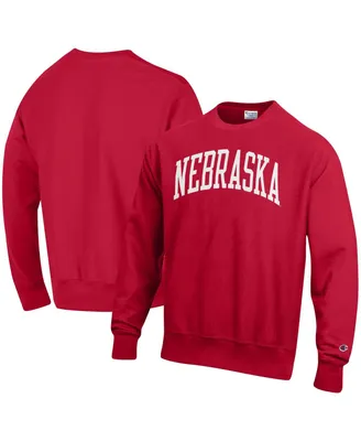 Men's Champion Scarlet Nebraska Huskers Arch Reverse Weave Pullover Sweatshirt