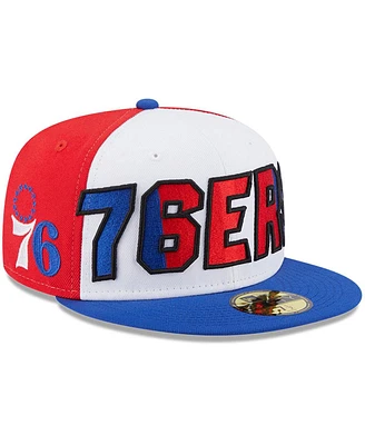 Men's New Era White, Royal Philadelphia 76ers Back Half 9FIFTY Fitted Hat