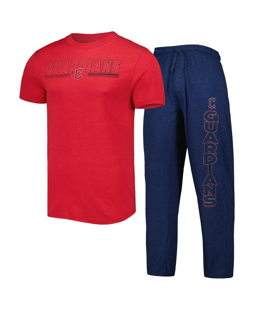 Men's Concepts Sport Navy, Red Cleveland Guardians Meter T-shirt and Pants Sleep Set