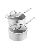 GreenPan Venice Pro Tri-Ply Stainless Steel Healthy Ceramic Nonstick 2-Quart, 3-Quart Saucepan Pot Set with Lids