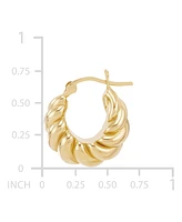 Polished Shrimp Design Hoop Earrings in 14k Yellow Gold