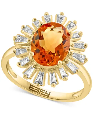 Effy Citrine (2 ct. t.w.) & Diamond (3/8 ct. t.w.) Sunburst Ring in 14k Gold