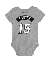 Infant Boys and Girls Mitchell & Ness Vince Carter Heathered Gray Toronto Raptors Hardwood Classics Name Number Bodysuit