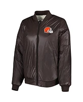 Women's G-iii 4Her by Carl Banks Oatmeal, Brown Cleveland Browns Switchback Reversible Full-Zip Jacket