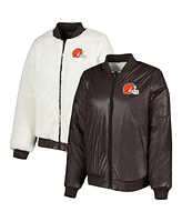 Women's G-iii 4Her by Carl Banks Oatmeal, Brown Cleveland Browns Switchback Reversible Full-Zip Jacket