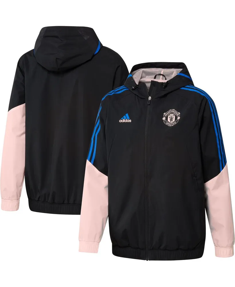 Men's adidas Black Manchester United Training All-Weather Raglan Full-Zip Hoodie Jacket