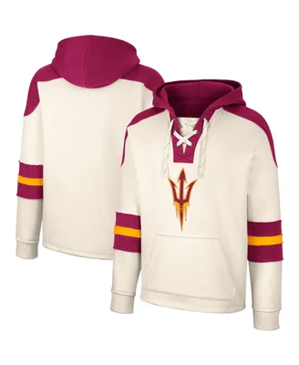 Men's Colosseum Cream Arizona State Sun Devils Lace-Up 4.0 Vintage-Like Pullover Hoodie
