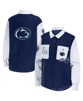 Women's Wear by Erin Andrews Navy Penn State Nittany Lions Button-Up Shirt Jacket