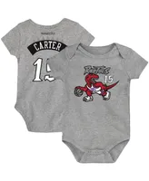 Infant Boys and Girls Mitchell & Ness Vince Carter Heathered Gray Toronto Raptors Hardwood Classics Name Number Bodysuit