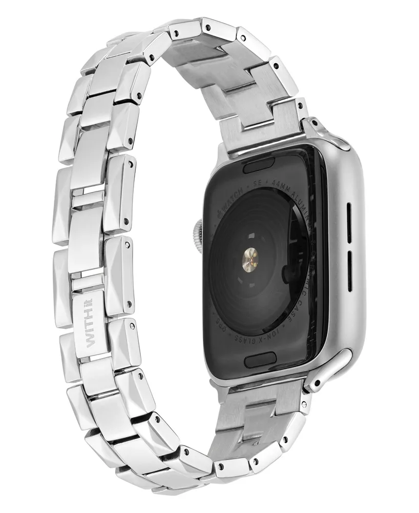 WITHit Silver-Tone Stainless Steel Pyramid Link Bracelet with Lugs for 38mm, 40mm, 41mm Apple Watch - Silver