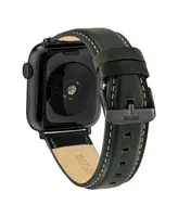 WITHit Dark Green Smooth Leather Strap with Contrast Stitching and Gunmetal Gray Stainless Steel Lugs for 42mm, 44mm, 45mm, Ultra 49mm Apple Watch