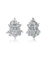 Genevive Sterling Silver Cubic Zirconia White Gold Plated Marquise Cluster Earrings