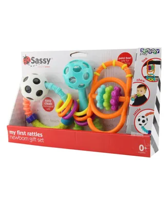 Sassy My First Rattles Newborn Gift Set, 3 Soft and Flexible Rattles - Assorted Pre