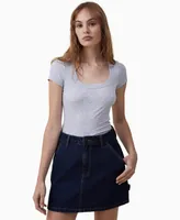 Cotton On Women's Staple Rib Scoop Neck Short Sleeve Top