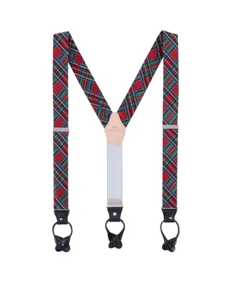 Trafalgar Men's Nicholas Tartan Plaid Button End Silk Suspenders