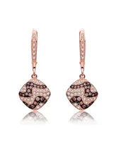 Genevive Sterling Silver 18K Rose Gold Plating Cubic Zirconia Square Designed Earring