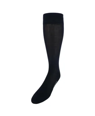 Trafalgar Men's Jasper Mercerized Cotton Ribbed Mid-Calf Solid Color Socks